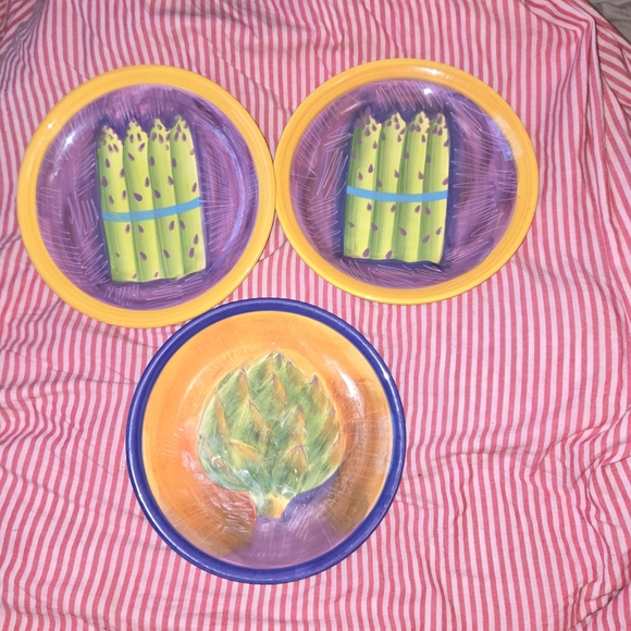222 Fifth Ave Stoneware Plates Serving Salads, Asparagus, Artichokes, etc... - Picture 7 of 16